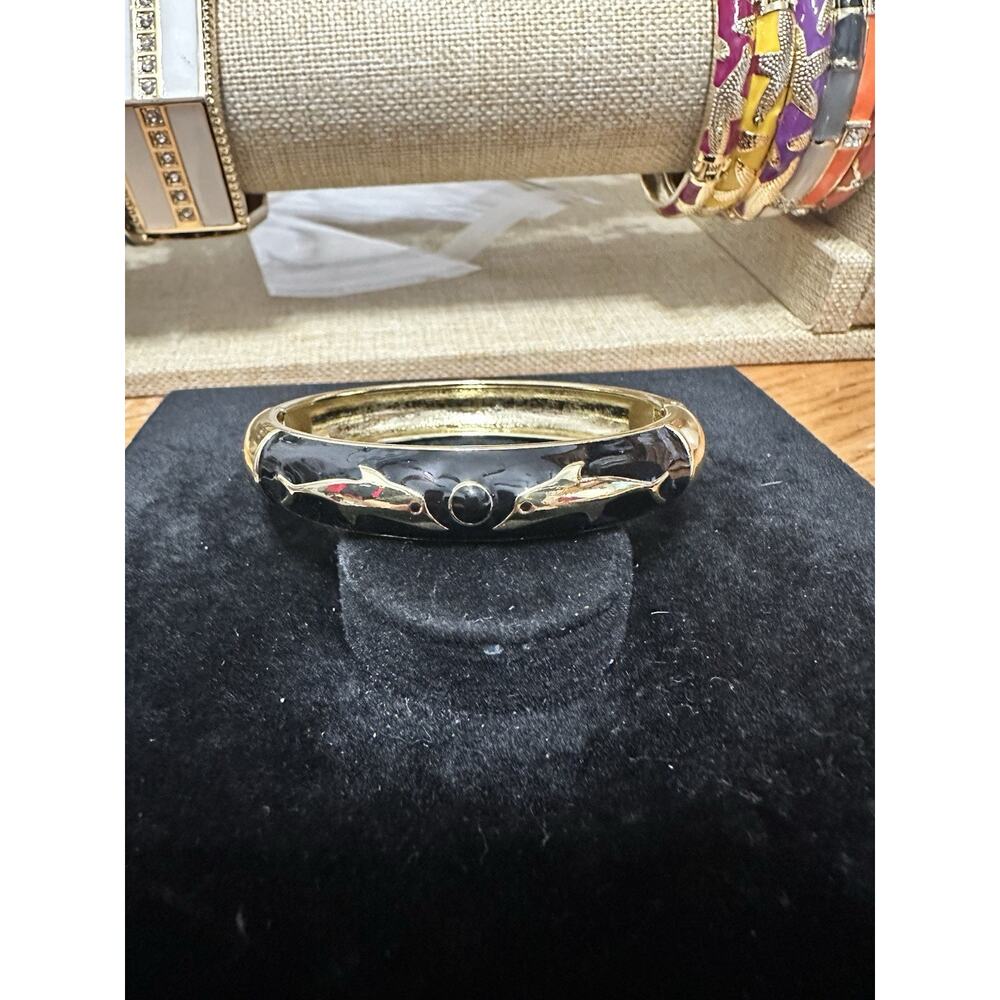 Sequin Nordstrom Multicolor Gold Tone Statement Enamel Bangle Bracelet # 61